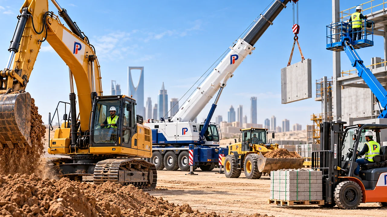 Earthmoving equipment at a work site